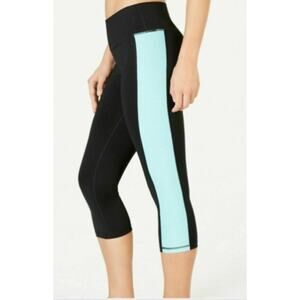 Ideology Gym Workout Yoga Cropped Black Blue Legging XS NWT